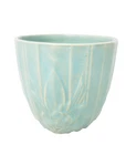 McCoy Pottery Lotus Jardiniere Planter - Aqua Sea Foam 7 1/4” x 6-1/2" Pot 1940s