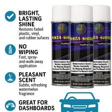 3Pak Interior Car Shine Auto Detailing Vinyl/Plastic/Rubber Restores Instantly
