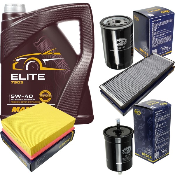 SCT Inspektionspaket 5L Mannol Elite 5W-40 FüR Audi A4 1.6 1.8 VW Passat Variant-image