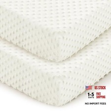 Baby 2 Pack, 28 x 52 Inch Minky Dot Fitted Crib Mattress Crib Sheets White