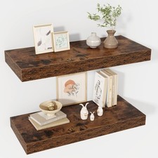 Acovy 24 Inch Floating Shelves, 12" Deep Shelf 12"Wx24"L-2pcs, Brown