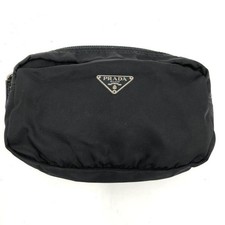 Borsa cosmetica PRADA in nylon nero con logo triangolo LAMPO cerniera piccola...