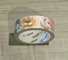 NEW Simply Gilded Pink Flowers washi tape roll 15 mm