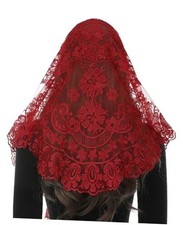 Triangle Catholic Church Mantilla Veils for Religious Christian Floral Red