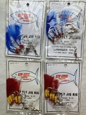 Lot Of 4 Packs Lin Line Shrimp Fly Jig Fishing 60lb  3/0 Hooks Red/Yellow Blue