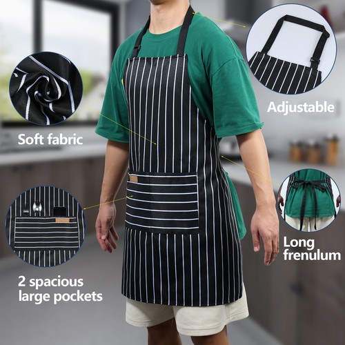 2 Pcs Kitchen Apron Chef Apron with 2 Pockets Adjustable Neck Strap and stzHn - Picture 5 of 11