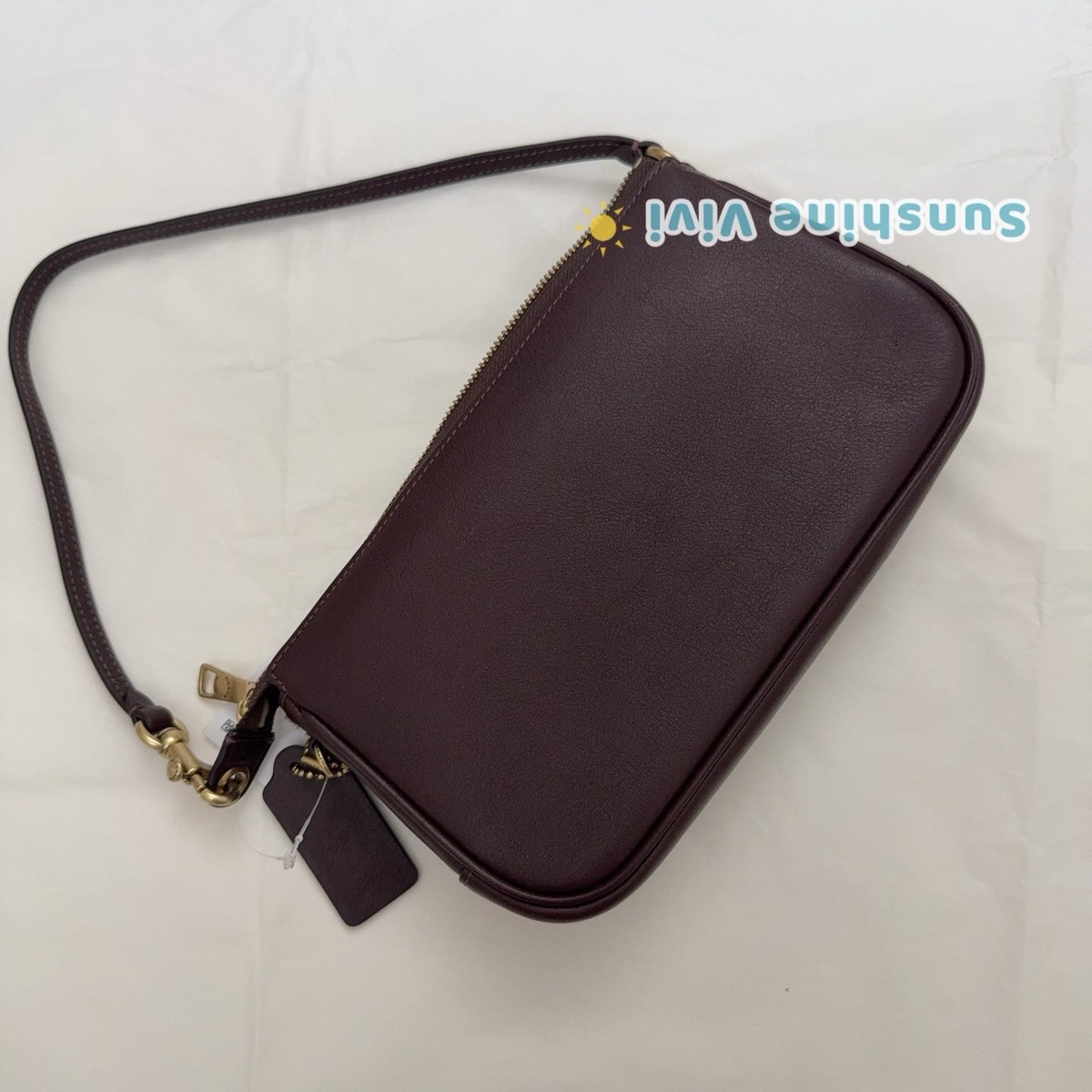 NWT Coach Plaza Bag in Brass/Black Currant Natural grain Leather