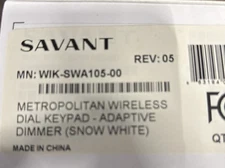 Savant - WIK-SWA105-00 - Metro Wireless Dial Keypad Adaptive Dimmer (Snow White)