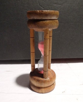 Kitchen Egg Timer Vintage 3 Minute Wood Hourglass Watch Timer PINK SAND