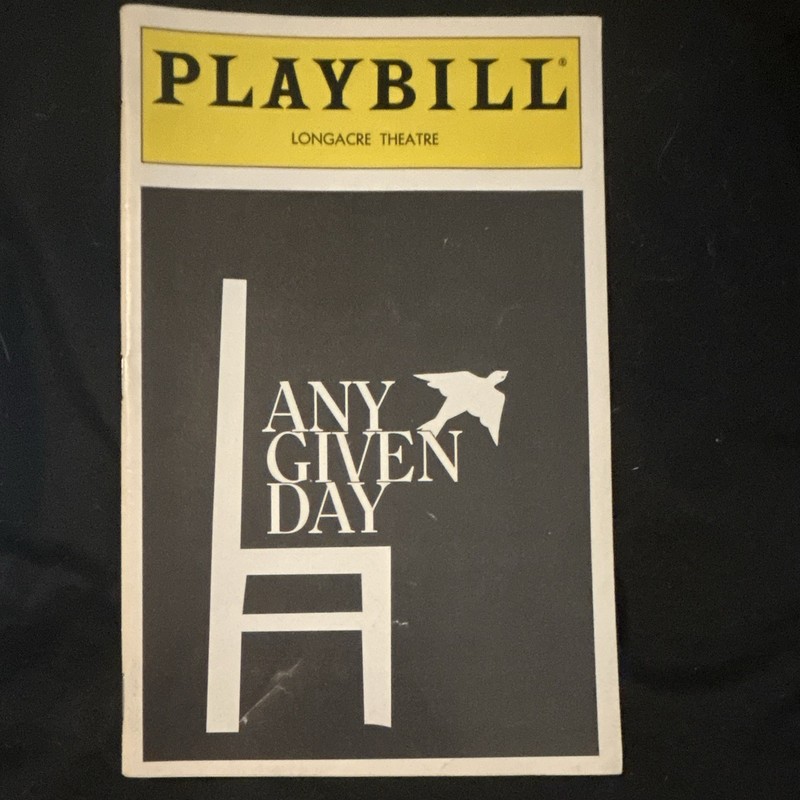Theater Playbill Program - Any Given Day, Longacre Theatre Nov 1993