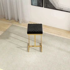 PA Black Mid Century Modern Luxury Upholstered Stool