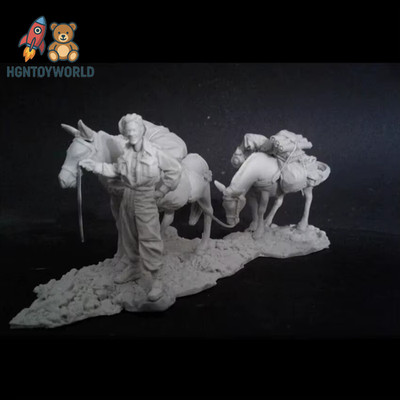 Resin Figur Modell Soldat und Pferd Miniatur Statue GK Spielzeug im Maßstab 1:35 ausgebaut