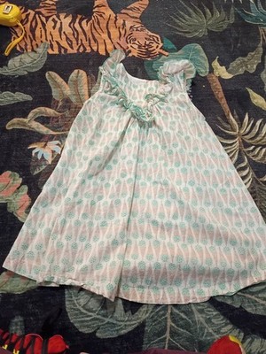 Pink Chicken Ice Cream Cone Dress Girls Size 5Y Mint Chocolate Chip 100% Cotton