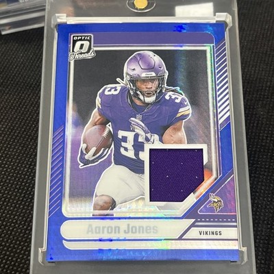 2024 Panini Donruss Optic Donruss Threads Aaron Jones #DTB-AJS Blue Hyper Prizm