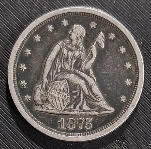 1875-S US Liberty Seated TWENTY CENT 20c PIECE Coin XF+ Devices - You Grade