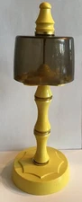 Vintage MCM Toothbrush Holder Stand with Cover Yellow
