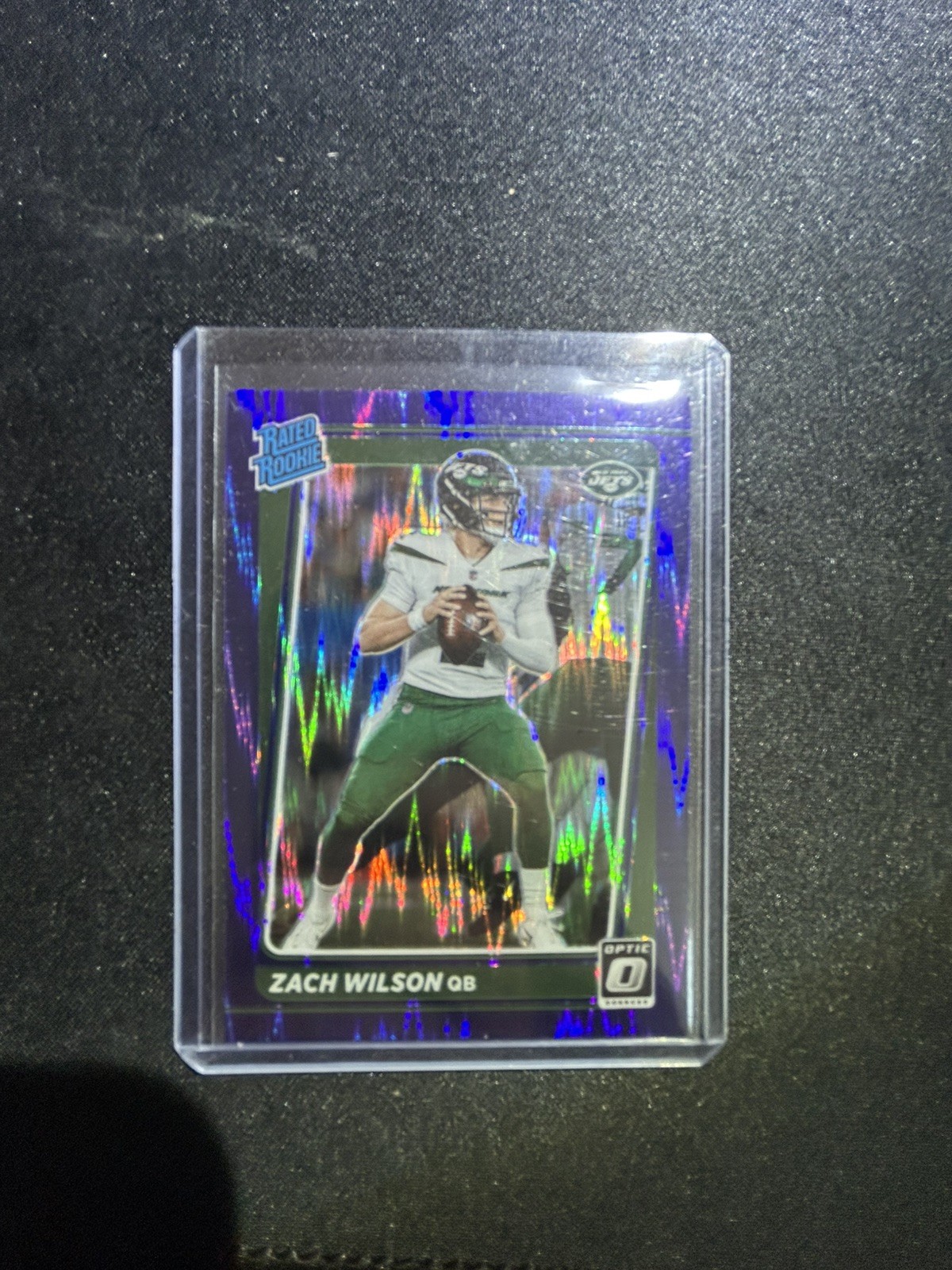 2021 Donruss Optic Zach Wilson Purple Shock Prizm RC #202 New York Jets