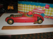 Vintage Wind Up Tin Toy Race Car w/ Key WORKS