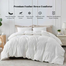 Medium Weight All Season White Goose Fiber Comforter Insert