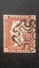 GB Queen Victoria 1d Penny Red SG.8 Pl.16 Used Edinburgh MC 4 Margins VF