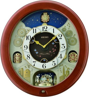 Seiko Melodies in Motion Wanduhr mit Holzgehäuse QXM376B
