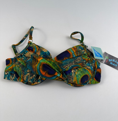 Bikini Bay Padded  Back Tied Twisted Bikini Top   Multicolor  Size 10  NWT