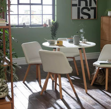 Quattro White Dining Table & 4 White Chairs | Space Saving Table & Chairs