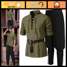 Men's Pirate Renaissance Medieval Viking Costume Set - 2-Piece Outfit for Partie