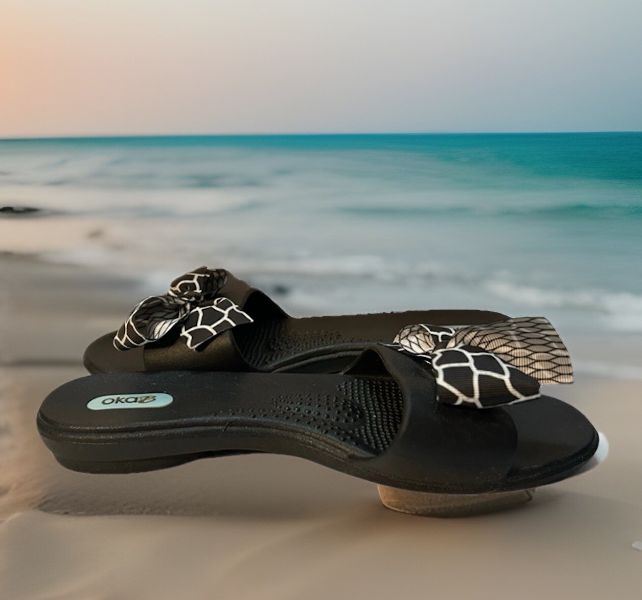 Okab B lotto di sandali slip on donna M (6 5 7 5) con fiocco a pois casual comodi