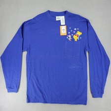 VTG Disney Winnie Pooh Piglet Embroidered Pocket Sz M Long Sleeve Blue Shirt