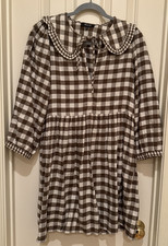 Madewell Gingham Collared Puff Sleeve Mini Dress Sz S Retro Style Boho