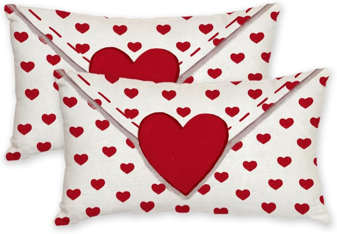 Valentine'S Day Pillow Covers 18X18 Set of 2,Love Heart Decorations Holiday Farm