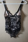 Small black lace lingerie teddy one piece adj straps nylon spandex nnt — photo 3