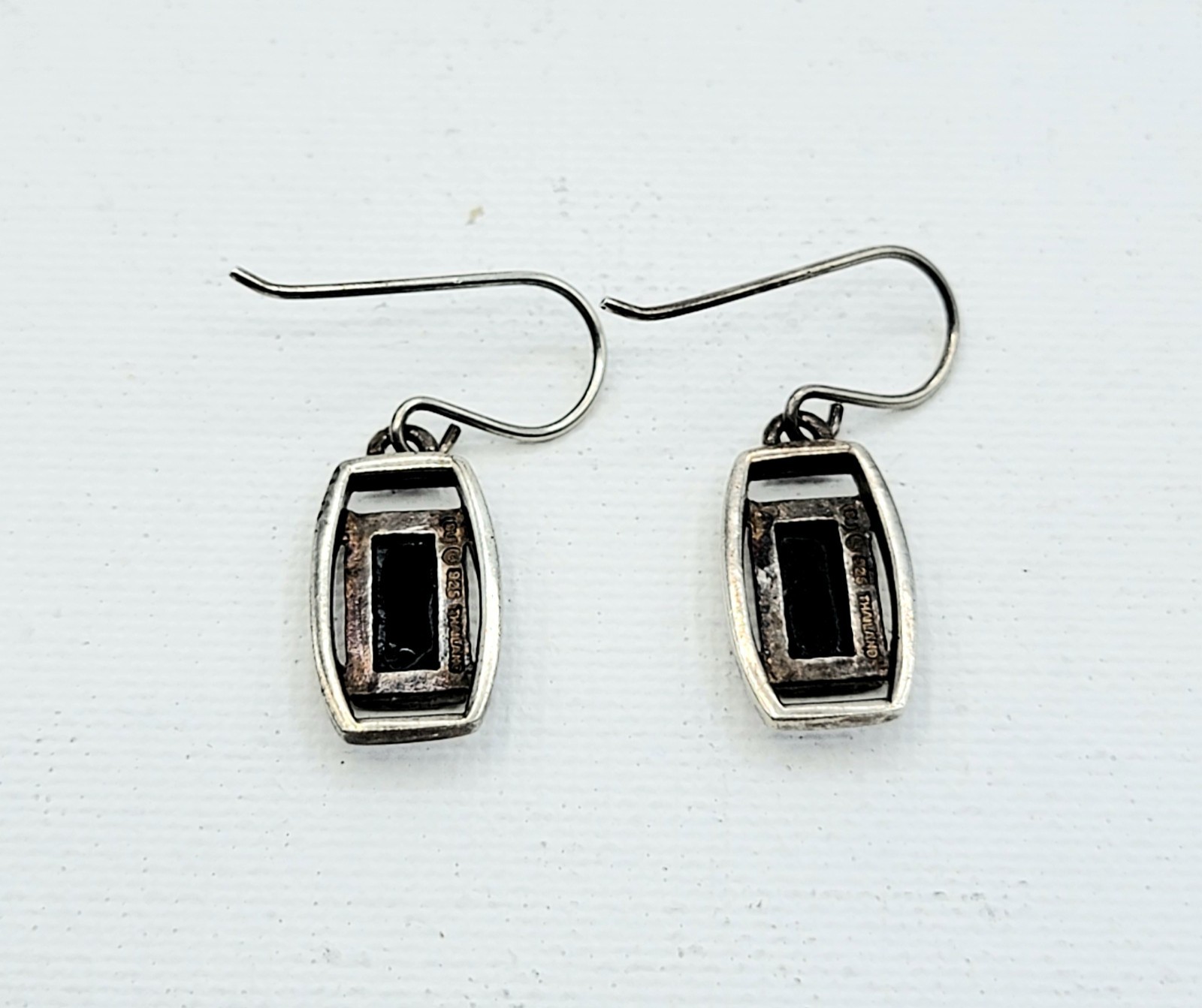 Sterling Silver Black Onyx Rectangular Dangle Dro… - image 7