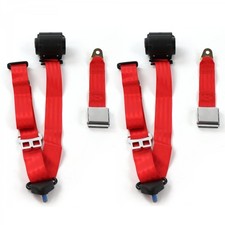 Chevy Corvair 1960 - 1969 Airplane 3pt Red Retract Bucket Seat Belt Kit-2 Belts Chevy Corvair 1960 - 1969 Airplane 3pt Red Retract Bucket Seat Belt Kit-2 Belts