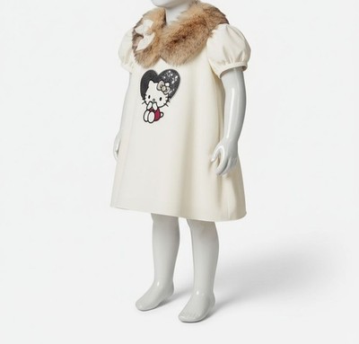 Hello Kitty Baby Girls White Round Neck Dress Size-3T