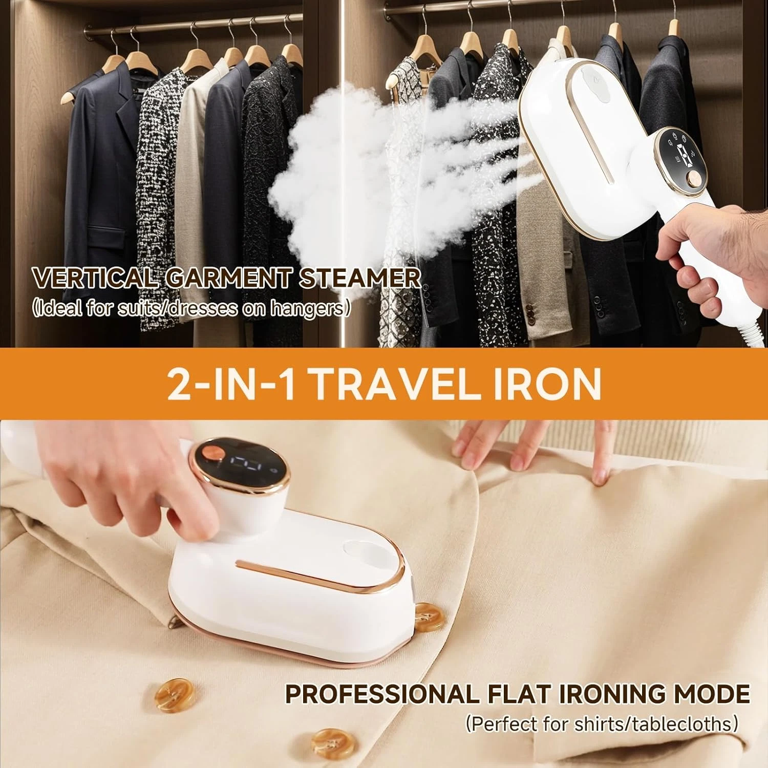 Travel Steamer 1200W Portable Clothes 10-Second Rapid Heat-Up Plancha a Vapor
