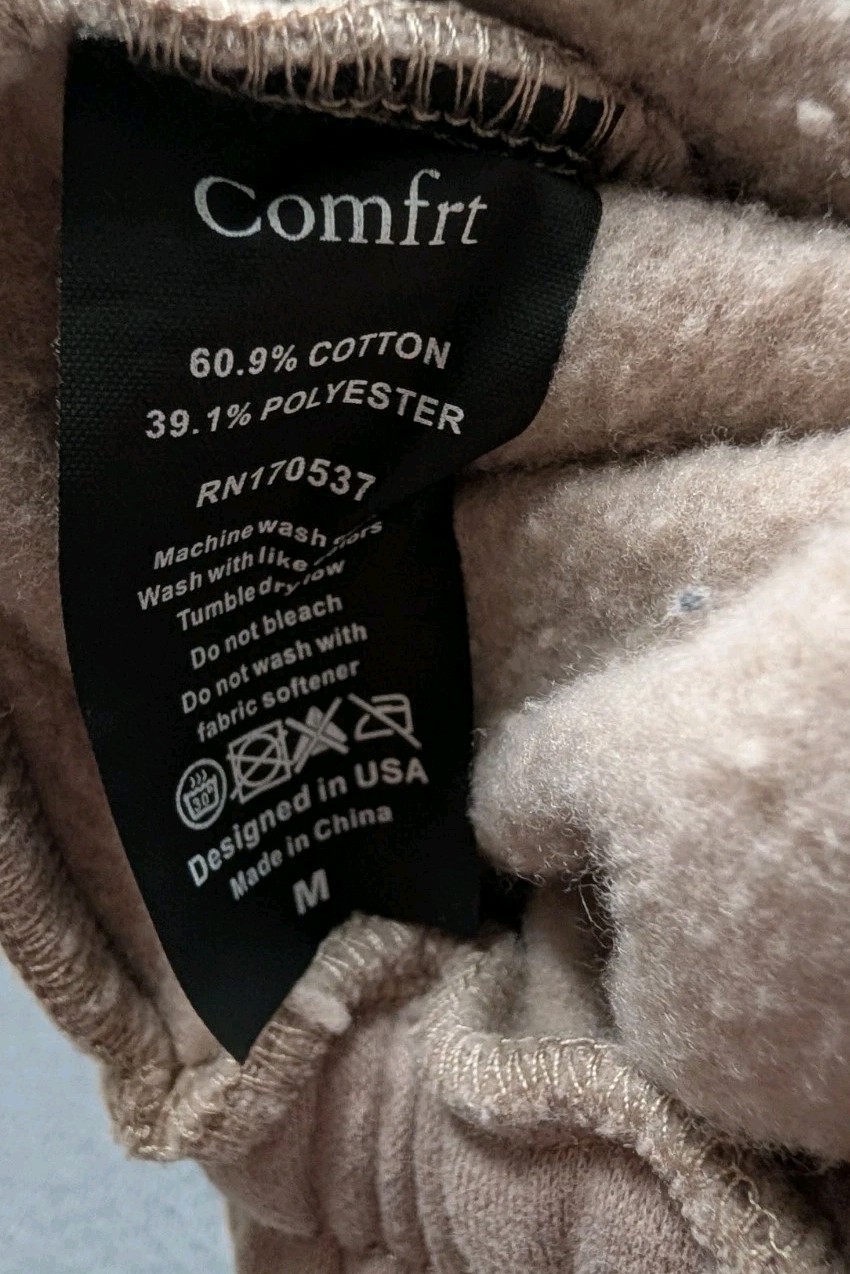 Comfrt Travel Essentials Jogger Sweatpants Unisex Size Medium Bark