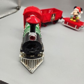 Disney Mickey Mouse Christmas Train 3pc Engine Gondola Sled Red Toy Holiday