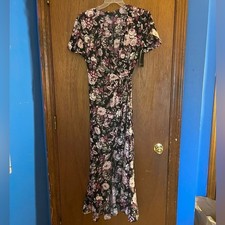 Free Press Floral Wrap Long dress BNWT size S side tie slit up side