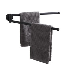 Swivel Towel Bar for Bathroom Matte Black,Swing Out Double Towel Bar 2-Arm Ki...