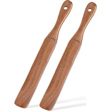 2-Pack Teak Wood Spurtle Set for Sourdough Starter Mixing Dough Whisk Long
