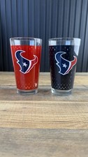 NFL Houston Texans Glass Iconic Logo Red and Navy 16 oz. Pint Glass Set of 2