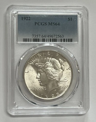 1922 Philadelphia Peace Silver Dollar PCGS MS64 Brilliant Uncirculated