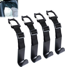 Car Headrest Hooks 4 Pack Adjustable Universal Fit Auto Seat Back Organizer Stor