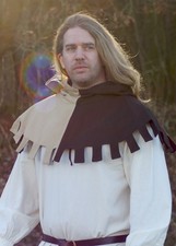 Medieval Gugel with Zaddeln Hood brown/ natural Reenactment Costume LARP