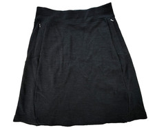 Ibex Merino Wool Skirt Womens Small Black A-Line Zipper Pockets Made in USA