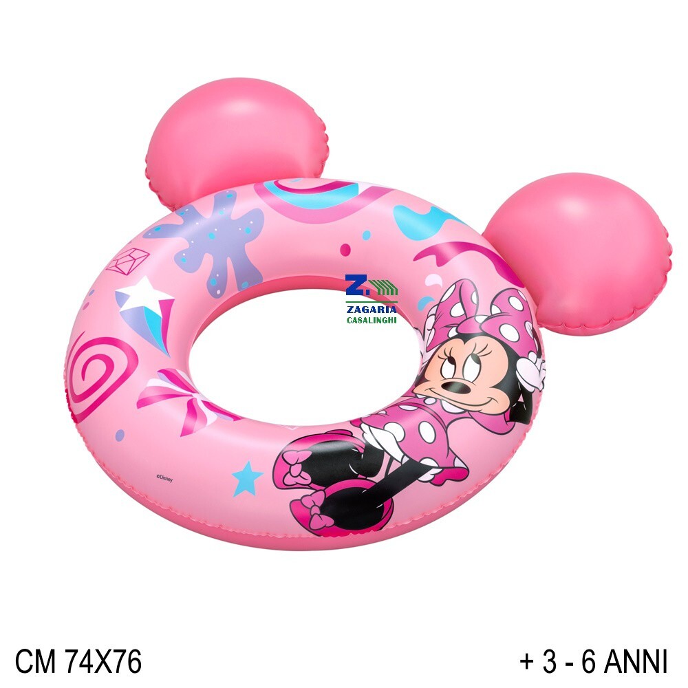 SALVAGENTE ANELLO GONFIABILE MINNIE CON ORECCHIE PER BAMBINE CM 74X76