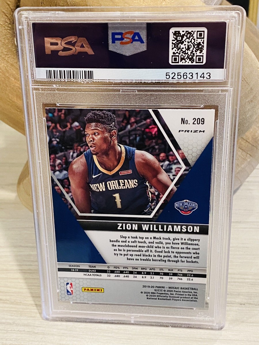 Zion Williamson PSA 10 Rookie 2019-20 Mosaic Reactive Blue RC GEM