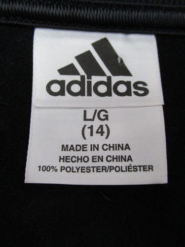 Adidas Youth Unisex Black/White Track Jacket Logo Sleeve Pockets Zip Front L(14) - Picture 6 of 9